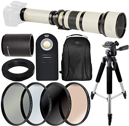 Ultimaxx 650-1300mm マニュアルズームレンズ デラックスバンドル Canon EOS 90D 80D 77D 70D 60D 60Da 50D 7D T7i T7s T7 T6s T6i T5i T5 SL1 SL2 SL3デジタルSLR