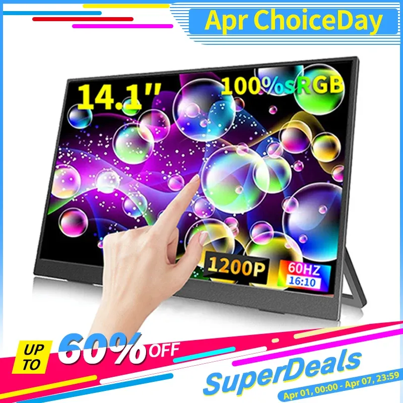 【セール中】HGFRTEE 14 インチタッチスクリーンポータブルモニター 100%sRGB 400cd/m2 ゲームコンピュータ拡張ディスプレイ XBox PS4/5 スイッチ Loptop 用