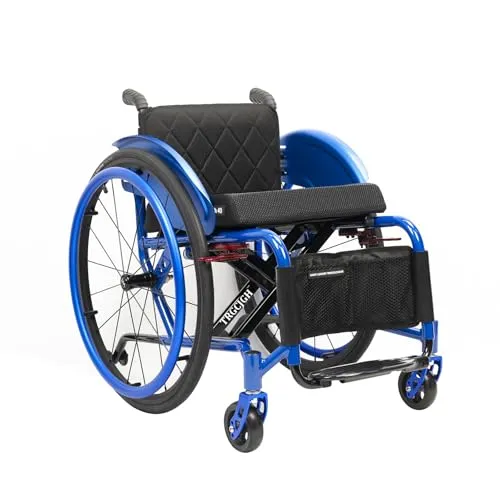 TRGCJGH 超軽量 アルミ合金製 車いす 自走式 折りたたみ 車椅子 コンパクト 旅行用 車イス 外出用 持ち運び易い 飛行機持ち込み可 (Size:42cm/16.5in Seat,Color:Blue)