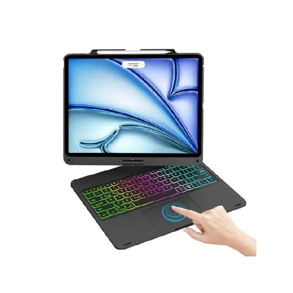 Keyboard Case for iPad Pro 12.9 inch 6th/5th/4th/3rd Gen, 7 Modes Rainbow Backlight, Wireless Multi-Touch Trackpad, 360°Swivel Rotatable Pro_並行輸入
