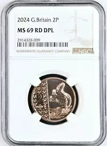 (TOP POP 2/0) 2024 年 イギリス 2 ペンス NGC MS 69 DPL