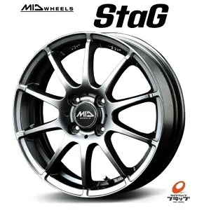送料無料 4本セット ホイールのみ MID WHEELS StaG メタリックグレー 15インチ 5.5J インセット+40 4穴 PCD100 JWL 4本 コンパクトカー アクア ヤリスヴィッツ ルーミー フィット キューブ ノート デミオ
