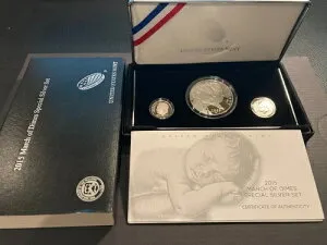 2015年 マーチ・オブ・ダイムズ スペシャル シルバーセット プルーフ＆リバースプルーフ OGP/COA