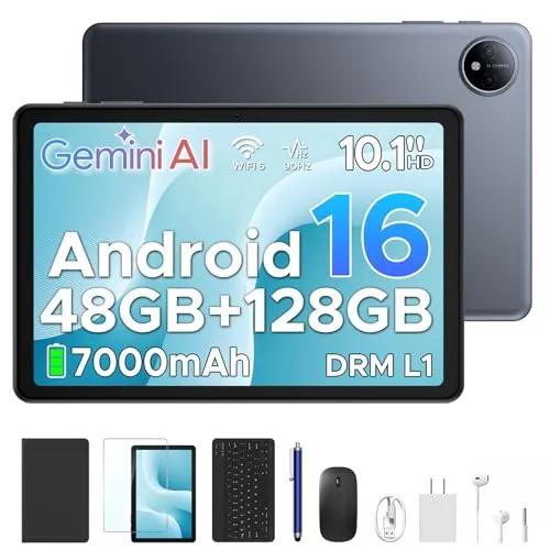 【最新 10インチ タブレット 6部品付属】 P10 Android16 10インチタブレット Gemini AI機能 48GB RAM+128GB ROM+2TB拡張可 HD解像度 90Hzリフレッシュレート 7000mAhバッテリー Widevine