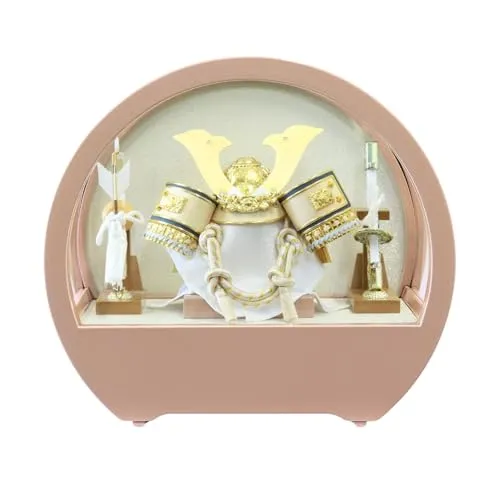 五月人形 兜ケース飾り はんなりかぶと マロン 二本鍬ゴールド 大鍬兜 アクリルケース 横幅36×奥行19.5×高さ32.5cm SP25505C-2