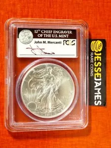 2011 S シルバーイーグル PCGS MS70 ジョン・マーカンティ サイン入り 25周年記念セットより