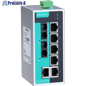 MOXA 8ポート(RJ45×6、シングルモードSCコネクタ×2) アンマネージド イーサネットスイッチ EDS-208A-SS-SC 1個 ■▼168-5175 【送料都度見積】