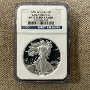 2007-W プルーフ アメリカン シルバー イーグル PF-70 NGC (ER)
