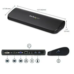 StarTech.com [USB3SDOCKHDV] USB3.0接続ドッキングステーション Mac/Windows対応 デュアルモニタ対応 HDMI/DVIまたはHDMI/VGA ギガビットイーサネットポート