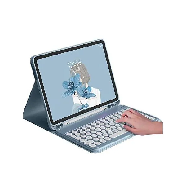 iPad Mini 第6世代 2021 8.3インチ キーボードケース かわいいラウンドキー カラーキーボード ワイヤレス 取り外し可能 BTキーボードカバー ペンシルホ_並行輸入