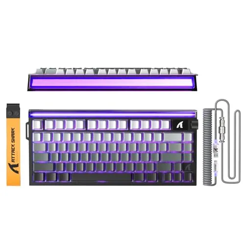 ATTACK SHARK R85HE ゲーミングキーボード 有線 ラピッドトリガー 磁気スイッチ 75%配列 ライトフレーム搭載 8000Hz超高速ポーリングレート 256Kスキャンレート RT0.005mm高精度入力 アルミプレート 多軸ホットスワップ対