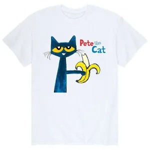 アニメキャラクター メンズ トップス Tシャツ Licensed Character Men's Pete The Cat Pete And Banana Tee White ホワイト