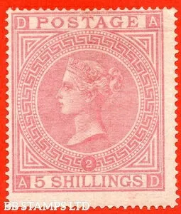 SG. 127. J122. 「AD」. 5/- ペールローズ. プレート2. 美しい額装されたミントコインの見本 B76309