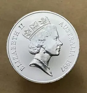 1997 オーストラリア $1 ドル エリザベス 2 世の肖像画 1 オンス 0.999 ファイン シルバー (B963)