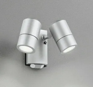 ODELIC エクステリアライト スポットライト 防雨型 直付 人感センサー付 高演色LED LEDランプ付 白熱灯器具50W×2灯相当 昼白色5000K マットシルバー OG264090NR