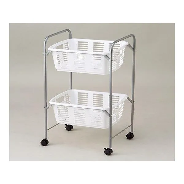 アズワン ナビス 脱衣カゴワゴン・ラック2段式 ホワイト キャスター有 YBW-2C (8-5958-02)【メーカー直送】