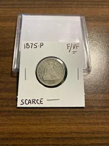 1875年 -P 自由の女神座像 20セントピース 20C ファイン/非常に良い (F/VF )-