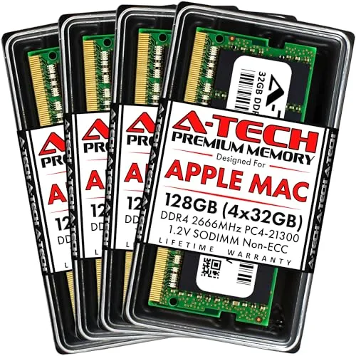 A-Tech 128GB キット (4x32GB) RAM Apple iMac 2019 & 2020 27インチ Retina 5K用 | DDR4 2666 MHz SODIMM PC4-21300 / PC4-21333 260ピン SO-DIMM