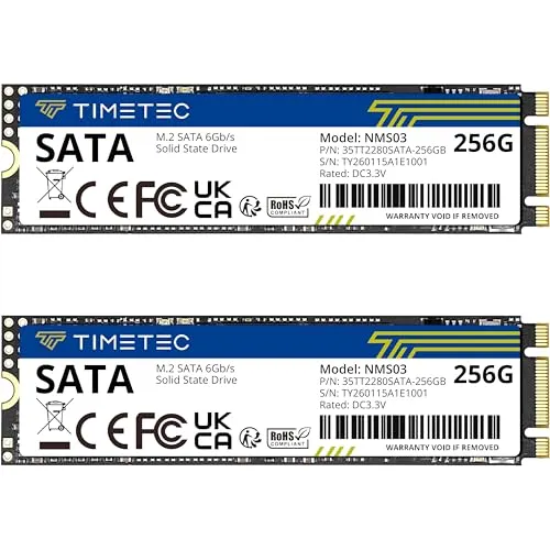 Timetec 256GBx2 (2パック) SSD 3D NAND TLC SATA III 6Gb/s M.2 2280 NGFF 128TBW 読み取り速度 最大550MB/秒 SLC キャッシュパフォーマンス向上 内蔵ソリッドステートドライブ PC