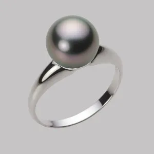 ブラック パール リング 指輪 9mm 黒蝶 真珠 リング PT900 プラチナ レディース NB00009R23RB0R02P9 ムーンレーベル Moon Label