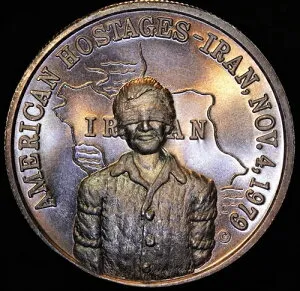 アメリカ人人質 イラン 1979年 アヤトラ・ホメイニ 1オンス 999 純銀 ラウンド C3815