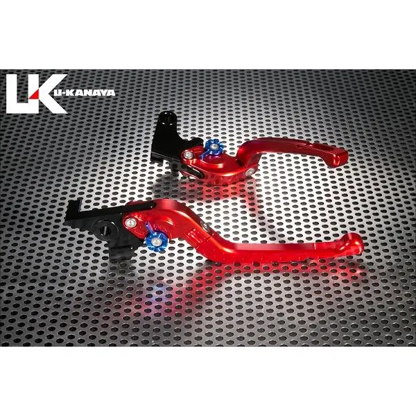 NINJA400R（ニンジャ）11～13年 可倒式Rタイプ アルミビレットレバーセット（レッド） U-KANAYA