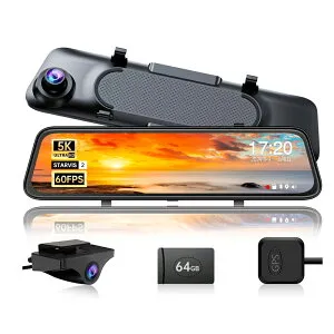 JADO ドライブレコーダーミラー型 5K解像度 12インチ リアカメラ60FPS高フレームレート ナイトビジョン搭載 Starvis 2テクノロジー ドラレコ 前後カメラ TS格式伝送 2880P/2160P+1080P GPS搭載 スピード