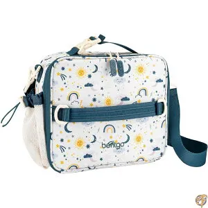 【5日最大1500円クーポン】Bentgo Kids Lunch Bag - Durable, Double Insulated, Water-Resistant Fabric, Interior & Exterior Zippered Pockets, Water Bottle Holder Ideal for Children 3+ (Friendly Skies)