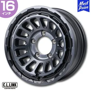 シーエルリンク ジムニーシエラ ワイド UNIONRIM HR 16インチ 6.0J -5 5-139.7 ホイール1本 MB/MSC | C.L.LINK CLLINK アルミホイール ブラック マットスモーククリア ビンテージスタイル JB74
