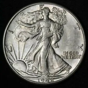 1942-D ウォーキング・リバティ・シルバー・ハーフドル BU *未流通* MS E360 UEM
