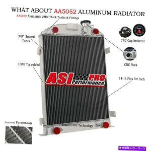 Radiator 1930-1936 1933 1934 Ford Model-AフラットヘッドV8エンジンの4列アルミニウムラジエーター 4 Row Aluminum Radiator For 1930-1936 1933 1934 Ford Model-A Flat Head V8 Engine【並行輸入品】