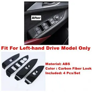 アクセサリー サイド ドア ハンドル 装飾 パネル サラウンド ウインドウ アームレスト リフト ボタン スイッチ トリム 適用: マツダ CX-3 CX3 2015-2021 カーボン調 AL-OO-9391 AL