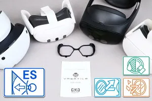 VRメガネ【Meta Quest3、PSVR2、Meta Quest Pro、Quest2、PICO4、Varjo、HTC VIVEシリーズ対応】ヘッドマウントディスプレイ専用メガネフレーム VRsatile/ヴァーサタイル（ESレンズプラン オプション+1）