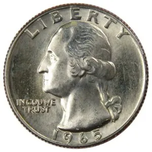 1965年 PCGS AU50 シルバー 25セント 8ドル相当 ワシントン・クォーター