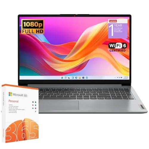 Lenovo (レノボ) IdeaPad 1 学生用ノートパソコン、Intel(インテル)デュアルコアプロセッサ、12GB RAM、256GB SSD + 128GB eMMC、15.6インチ FHDディスプレイ、1年間のOffice 365、W11H、W