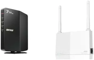 【ポイント2倍】 【クーポン付】 バッファロー WiFi ルーター 無線 LAN Wi-Fi 7 11be デュアルバンド 2882+688Mbps WSR3600BE4P/NBK + WiFi 無線LAN 中継機 Wi-Fi 6 11ax AX3000 2401+573Mbps WPS EasyMesh WEX-3000AX4EA/N