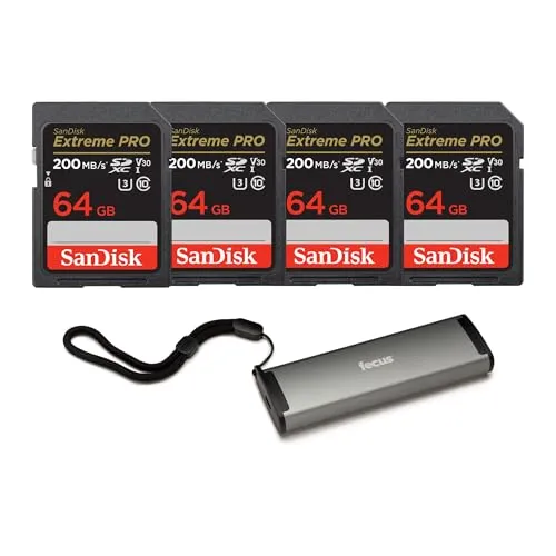 SanDisk 64GB Extreme PRO 170 MB/s UHS-I SDXC Memory Card Bundle with Portable Security Case (5 Items)