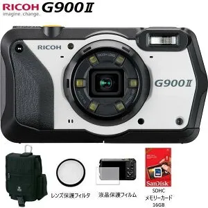 リコー RICOH G900II 現場仕様 デジタルカメラ 通常モデル (LOGOSヒップカーゴ・SDHCメモリーカード16G・液晶保護フィルム・レンズ保護フィルタ付き)