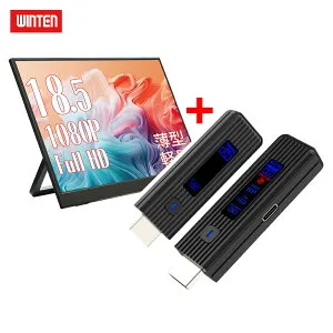 WINTEN モバイルモニター 18.5インチ【ワイヤレスHDMI セット】ゲーミング モニター 1080P 高画質 Full HD ディスプレイ PC ゲーム パソコン 1年保証 軽量 薄型 非光沢 PS5 iPhone16 VESA 内蔵スタンド 180度