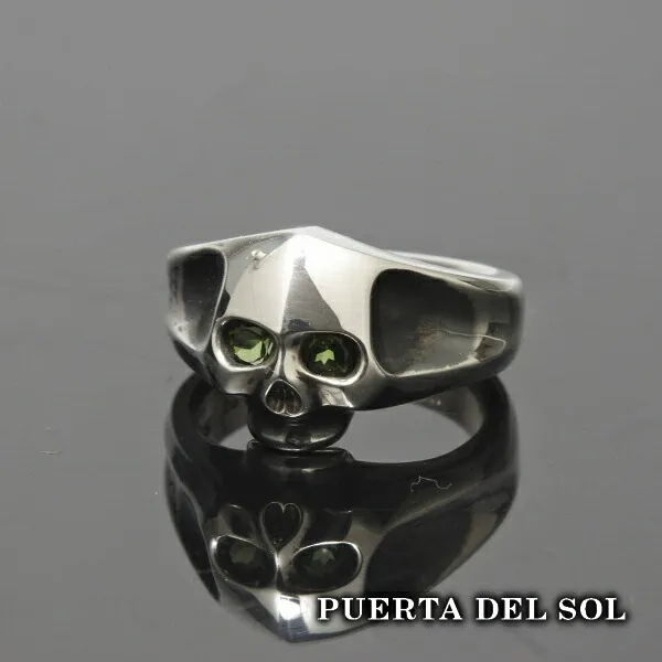 PUERTA DEL SOL スカル リング(3号～13号) トルマリン シルバー950 ユニセックス シルバーアクセサリー 銀 SV950 ブリタニアシルバー シルバーリング