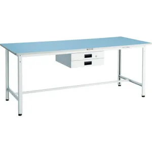 ■TRUSCO 軽荷重作業台(250kg)BE型 1500X600XH740 薄型2段引出付 ホワイト色 BER1560UDK2W(8563914)[法人限定][直送元]