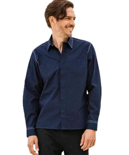 [エイケイエム コンテンポラリー] AKM Contemporary コントラストカラーステッチ長袖シャツ navy L