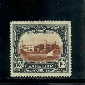 ザンジバル 1908-09、200R ブラウン＆グリーンブラック、SG245、ライトMM、希少（A811）