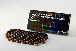 EKチェーン/江沼チェーン ThreeD/スリード Zシリーズ シールチェーン ホンダ シャドウスラッシャー400 400cc 2000年～ ブラック＆ゴールド 520 124L 継手：MLJ 2輪 Seal chain