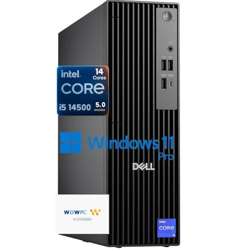 Dell Pro Slim QCS1250 SFF デスクトップ、OptiPlexバージョン第14世代i5-14500 (14コア、最大5.0GHz)、16GB DDR5 RAM、512GB PCIe SSD、HDMI+DP、最大4モニター対応、USB-C