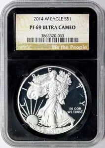 2014-W プルーフ アメリカン シルバー イーグル $1 NGC PF69UCAM ブラック レトロ「We The People」