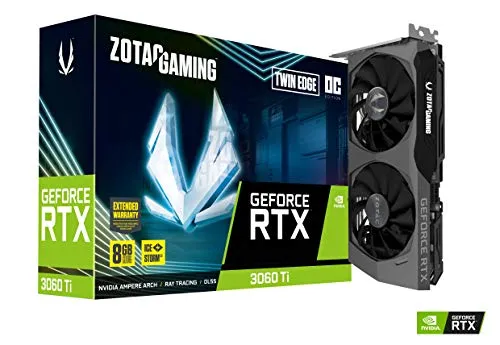 ZOTAC Gaming GeForce RTX 3060 Ti Twin Edge OC 8GB GDDR6 256-bit 14 Gbps PCIE 4.0 ゲーミンググラフィックスカード IceStorm 2.0 高度な冷却 アクティブファンコントロ
