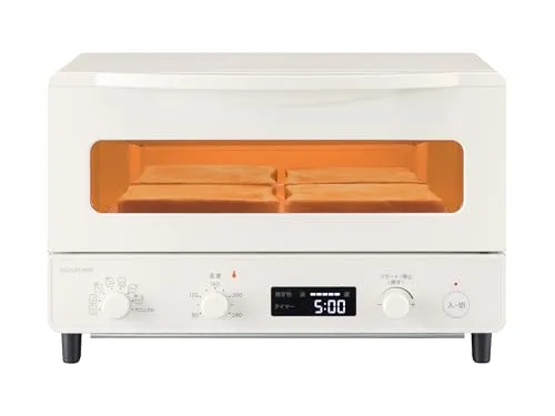 コイズミ オーブントースター 1225W 温度調節 焼き色調節 リベイクモード 60分タイマー 4枚焼き ホワイト KOS-1237/W
