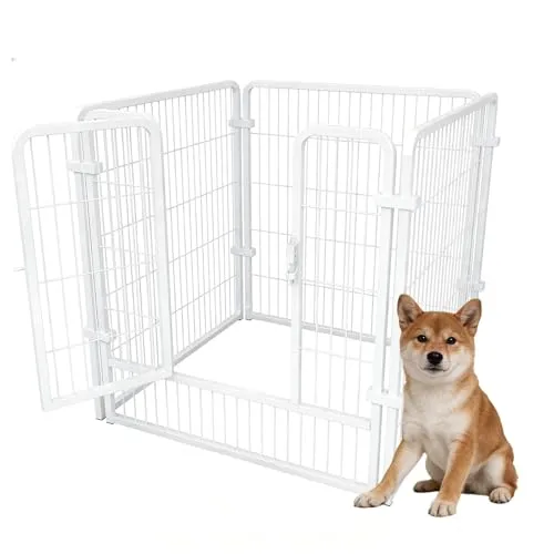 JTKXM ペットサークル 犬 ペットフェンス ゲージ サークルケージ 室内 屋外 犬用ゲージ ドア付き 置くだけ 柵 犬ケージ 簡単組み立て 猫 ペット セットドア付 超広々スペース 脱走防止 小型 中型 多頭飼い ペットフェンス 工具不要 レイアウト自