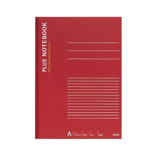 (まとめ) プラス ノートブック A4 A罫7mm40枚 レッド NO-204AS 1冊 〔×50セット〕 代引不可